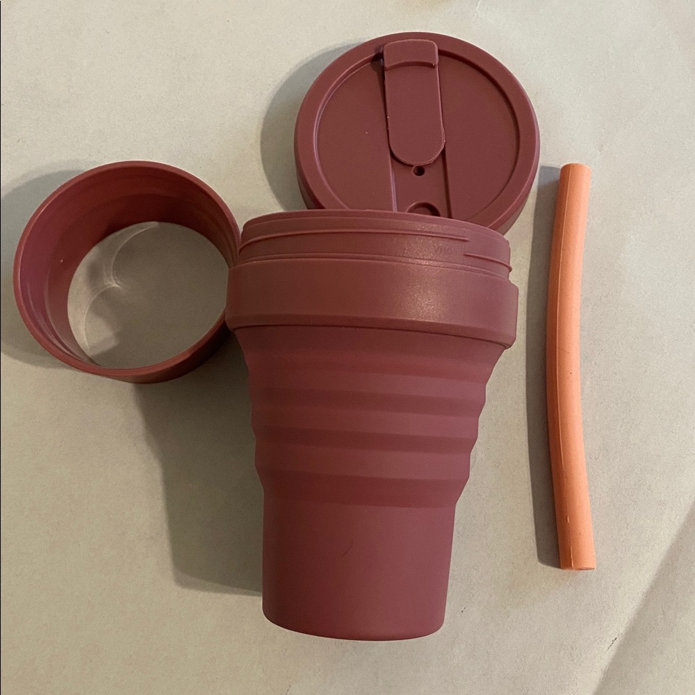 Stojo | Reusable Collapsible Cup with Straw 12 Oz mauve pink comfort color